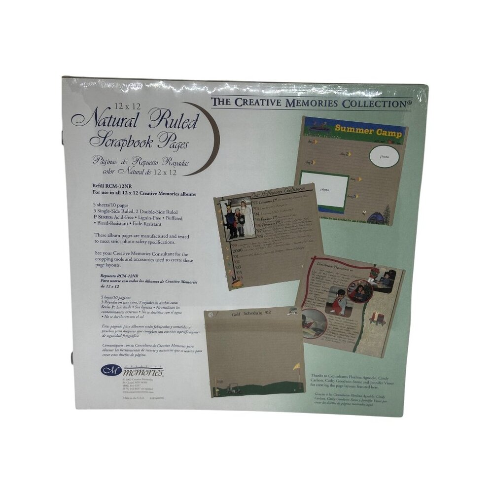 NEW Creative Memories 12x12 Scrapbook Ruled Pages‎ Natural | 5 Sheets / 10 Pages
